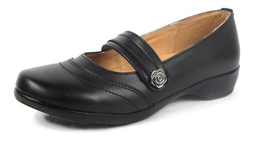 Promos Zapato Niña Casual Ajustable Tipo Piel Negro