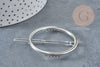 Support barrette clip ronde métal argenté sans plateau 47mm,accessoire coiffure mariage x1 G8834