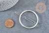 Support barrette clip ronde métal argenté sans plateau 47mm,accessoire coiffure mariage x1 G8834