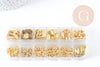 Boite Kit mix de 12 types de fournitures et perles zamac laiton doré, Coffrets et kits création de bijoux fantaisie DIY, X1 G8843