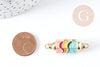 Connecteur tube talisman laiton doré 18K émaillé, connecteur laiton pourcréations de bijoux bonheur,37.5mm, X1 G3540