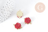 Connecteur Fleur Rose rouge zamac doré 22.5mm,pendentif création de bijoux, X1 G9010
