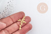 Pendentif Croix Fleur de rose acier 304 inoxydable IP doré, pendentif sans nickel création bijoux religion, X1 G9014