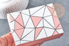 Boite cadeau Ecrin bijou carton rose motif géométrique 11.2 x8.05cm, une boite pour rangement bijoux x1 G8956