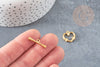 fermoir T coeur acier doré inoxydable 15.5mm, grand fermoir qualité en acier doré inoxydable pour création bijoux, X1 G3656