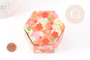 Boite haxgonale cadeau motif japonisant carton, une boite pour offrir vos bijoux ou cadeaux d'invité, 7.65x8.8cm, X1G6288