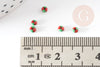 Petite Perle rocaille rayé rouge vert, perle rocaille multicolore,perle multicolore,2.5mm x 3mm, X 10grG5397