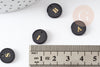 Pendentif rond nacre noire lettre,coquillage noir,pendentif initiale,11mm,1 trou, X1 G0102