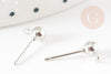 Clous-puces oreille boule acier 304platine et anneau 5mm, support boucles d'oreille argenté,X10 G9269