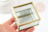 Boite à bijoux en verre carrée laiton doré 7cm,boite verre alliances, boîte décoration minimaliste, boîte verre, X1G9317