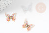 Pendentif papillon filigranne coloré laiton , pendentif sans nickel, pendentif zamac doré,16.5x19mm,X2 G4666