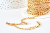 Chaine Figaro acier inoxydable dorée 14 carats 4mm, chaine pour création bijoux acier doré1 metre, G8372