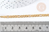 Chaine Figaro acier inoxydable dorée 14 carats 4mm, chaine pour création bijoux acier doré1 metre, G8372