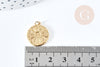 Pendentif rond soleil acier inoxydable 304 doré 14K IP 18.5mm, pendentif bijoux mystique chance, l'unité G8772