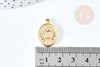 Pendentif ovale soleil acier inoxydable 304 doré IP 22mm, pendentif bijoux mystique chance, X1 G8738