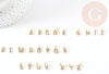 Pendentif Lettre laiton doré zircons colorés 8,5~9,5mm, pendentif initiale zircon sans nickel, lettre initiale prénom, X1 G1570