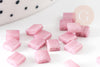 Perles rocaille carré verre rectangle rose nacré, perle carré création bracelet, perle tila,4.5mm,2 trous, Les 50 (4.8GR) G7750