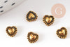 Charm à coller coeur zamac doré 5mm,thème amour et amitié, fournitures à coller décor pierres et bijoux, X1 G9384