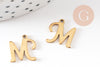 Pendentif lettre initiale M majuscule acier inoxydable 201 doré sans nickel 12mm, breloque lettre alphabet prénomX1 G9381