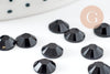 Cabochon strass noir reflets ronds 7mm, cabochon plastique pour couture et création bijoux X 5gG2248