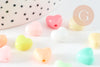 Perle coeur plastique multicolore plastel,pendentif acrylique,perle, plastique coloré, 9.5mm, X30 (12.6G) G3492