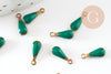 Pendentif goutte laiton brut émail vert, fournitures créatives, laiton doré, pendentif goutte,11mm, X10G0809