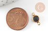 Pendentifs connecteurs ronds laiton brut cristal noir,connecteurs laiton,cristal noir, 6mm, X10 G0374