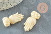 Perle main résine écru 26.5mm,perle imitation corail , X2, G3666