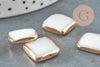 Perle carré nacre blanche naturelle fer doré,nacre blanche,perle ronde nacre,coquillage blanc,14-15mm, X5G3870