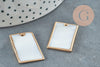 Pendentif nacre blanche naturelle doré rectangle 29mm,pendentif coquillage blanc, X2 G3103