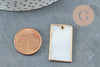 Pendentif nacre blanche naturelle doré rectangle 29mm,pendentif coquillage blanc, X2 G3103