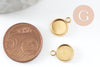 Pendentif rond support cabochon acier inoxydable doré 8mm, création bijoux en acier doré, X1 G4222