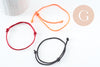 Bracelet réglable cordon polyester noir rouge orange 1-17cm, bracelet cordon à personnaliser, X1 G9424