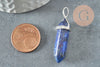 Pendentif pointe lapis lazulis argenté, fournitures créatives,pendentif bijoux, pendentif pierre, Lapis Lazulis naturel,40mm, X1G4078