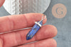Pendentif pointe lapis lazulis argenté, fournitures créatives,pendentif bijoux, pendentif pierre, Lapis Lazulis naturel,40mm, X1G4078
