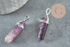Pendentif pointe améthyste violette, pendentif pierre, support argenté, création bijoux, pierre naturelle, 39mm, X1 G1309