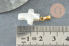 Pendentif croix nacre blanche, pendentif nacre,nacre support doré, pendentif,création bijoux, nacre naturelle, 22mm, X1 G1054