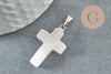 Pendentif croix quartz rose, fournitures créatives, pendentif pierre naturelle,quartz rose naturel, 15mm, X1 G0705