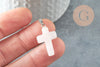 Pendentif croix quartz rose, fournitures créatives, pendentif pierre naturelle,quartz rose naturel, 15mm, X1 G0705