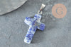Pendentif croix sodalite bleue, fournitures créatives, pendentif pierre, support platine, création bijoux, pierre naturelle, 15mm, X1 G1978