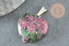 Pendentif coeur rubis zoisite naturel laiton platine 22mm, pendentif pour création bijou amour X1 G2580