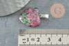 Pendentif coeur rubis zoisite naturel laiton platine 22mm, pendentif pour création bijou amour X1 G2580