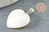 Pendentif coeur nacre blanche naturelle platine,pendentif coeur,coeur nacre,coquillage blanc,création bijou, 20mm, X1 ou X5G3992