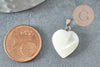 Pendentif coeur nacre blanche naturelle platine,pendentif coeur,coeur nacre,coquillage blanc,création bijou, 20mm, X1 ou X5G3992