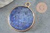 Pendentif rond lapis lazuli naturel laiton doré 26mm,lapis lazuli naturel,pendentif rond,26mm, X1 G0050