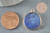 Pendentif rond lapis lazuli naturel laiton doré 26mm,lapis lazuli naturel,pendentif rond,26mm, X1 G0050