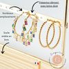 Présentoir à bijoux boucles d'oreilles laiton doré socle bois, 26.9cm, présentoir bijoux, X1G8378