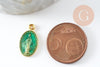 Pendentif médaille ovale Vierge Marie zamac doré émaillée 17.5mm, pendentif religion, sans nickel, notre dame, madonne, X1 ou X5 G8839