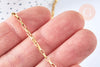 Chaine maille rectangle acier doré inoxydable 18k 4x2mm,création bijoux acier inoxydable, le mètre-G5345-Gingerlily Perles