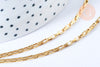 Chaine maille rectangle acier doré inoxydable 18k 4x2mm,création bijoux acier inoxydable, le mètre-G5345-Gingerlily Perles